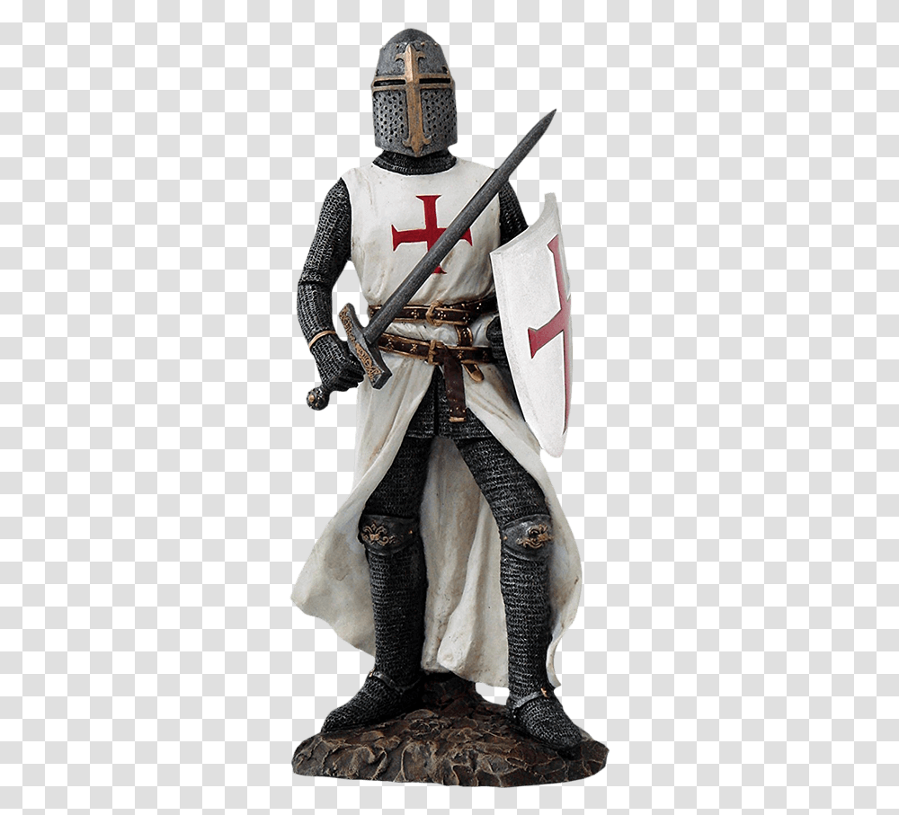 Crusader Knight With Sword And Shield Statue, Person, Human, Armor, Samurai Transparent Png