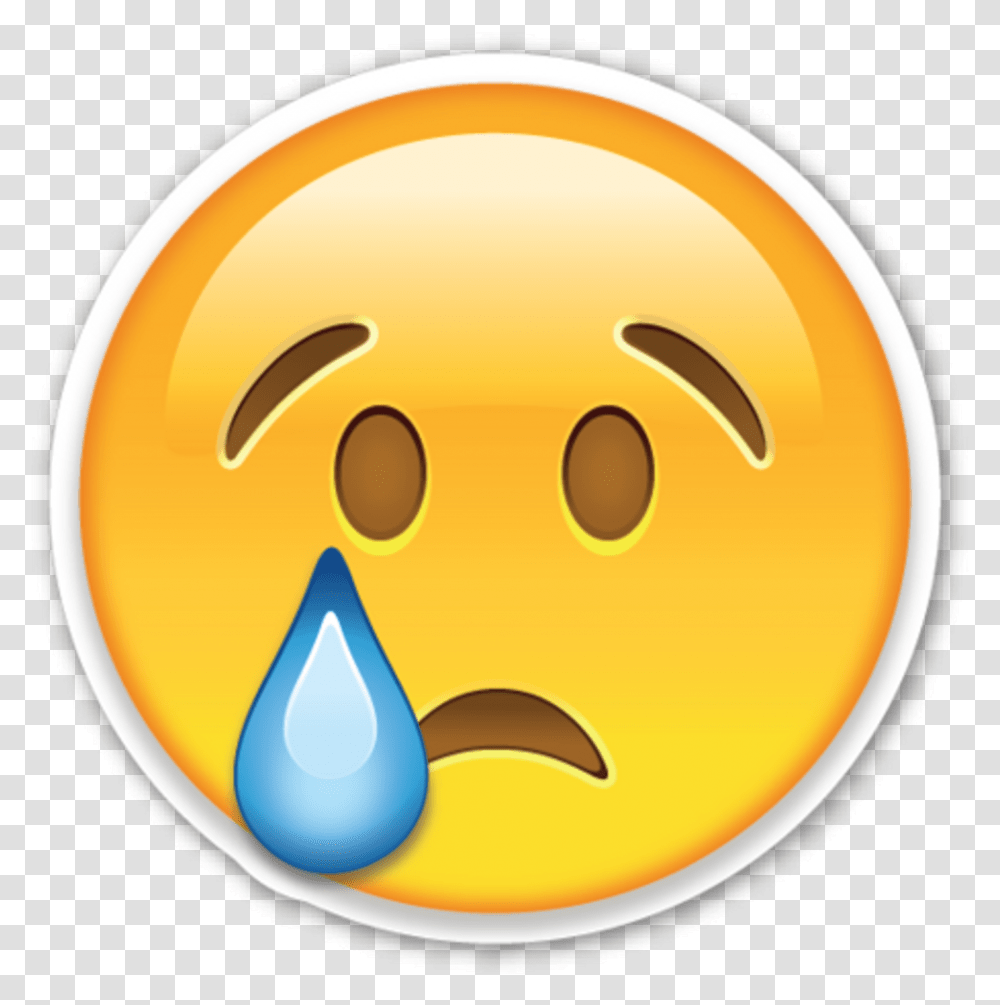 Cry Choro Tumblr Emotion Emoji Iphone Sad Smiley Face, Food, Label, Animal Transparent Png