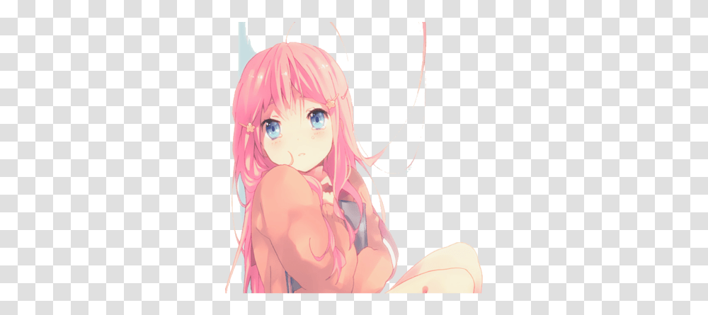 Crying Anime Girl Cute Anime Girl Pink Hair, Doll, Toy, Manga, Comics Transparent Png