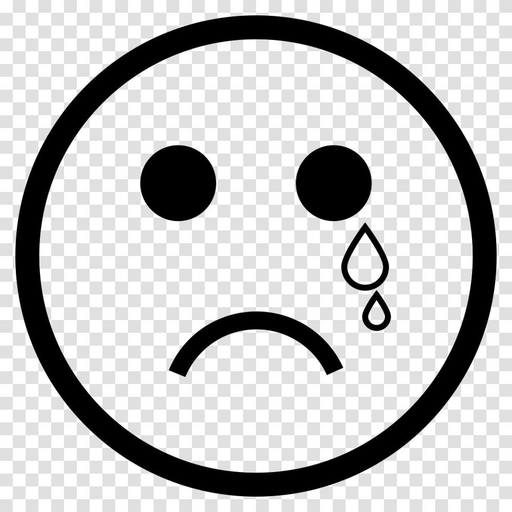 Crying Emoticon Face Sad Face, Stencil, Disk, Logo Transparent Png
