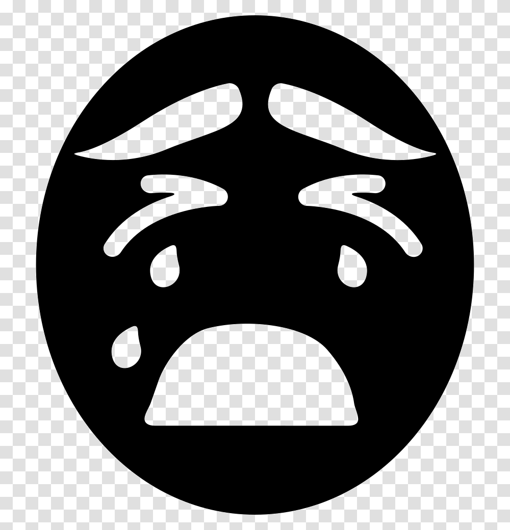 Crying Face Cry Face Black Background, Stencil, Mask Transparent Png