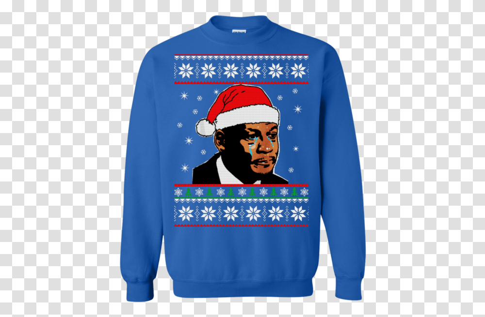 Crying Jordan Christmas Sweater Shirt Hoodie, Apparel, Sweatshirt, Sleeve Transparent Png