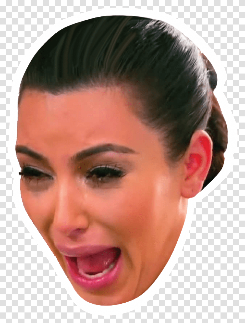Crying Kim Celebrity Head Sticker Kim Kardashian Crying Sticker, Face, Person, Human, Hair Transparent Png