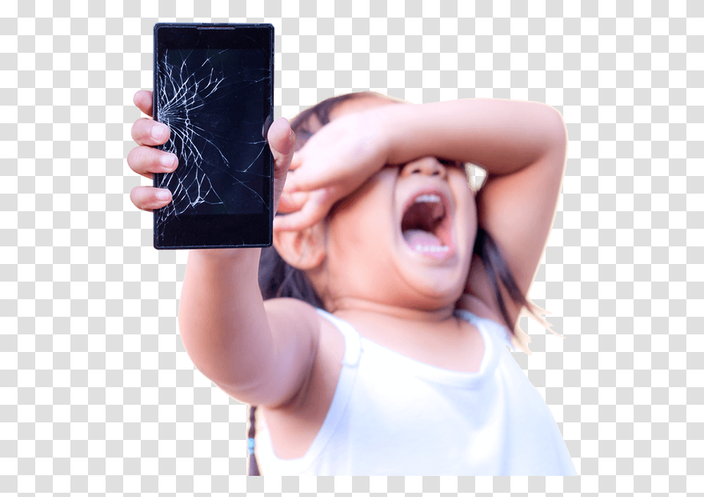 Crying Over Broken Phone, Baby, Person, Human, Mobile Phone Transparent Png