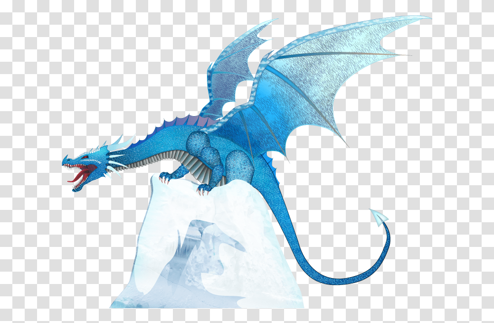 Cryodragon Ice Dragon On Iceberg Ice Dragon Fire Clipart, Dinosaur, Reptile, Animal Transparent Png