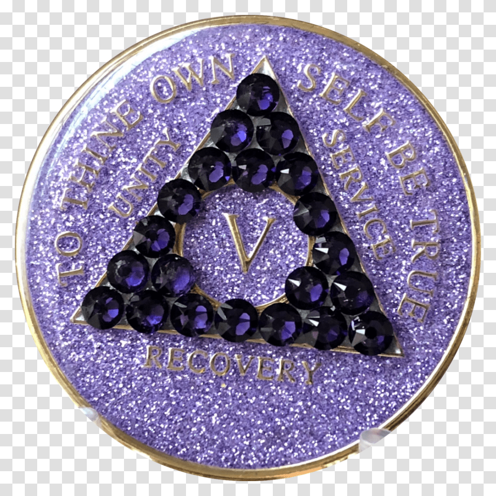 Crystal Aa Medallion Purple Glitter Tri Plate Sobriety Bead, Ornament, Accessories, Accessory, Gemstone Transparent Png