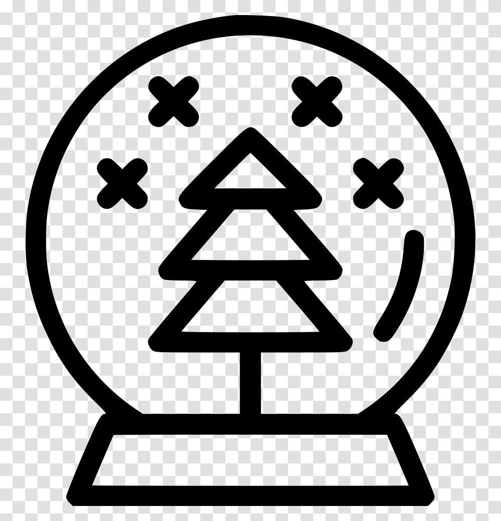 Crystal Ball Gift Snow Tree Christmas Tree Outline, Sign, Stencil, Road Sign Transparent Png