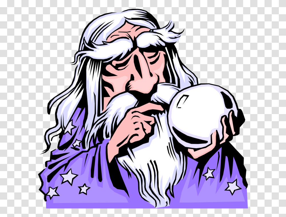 Crystal Ball Wizard Gif Clipart Cartoon Wizard Crystal Ball, Person, Helmet, Drawing, Text Transparent Png