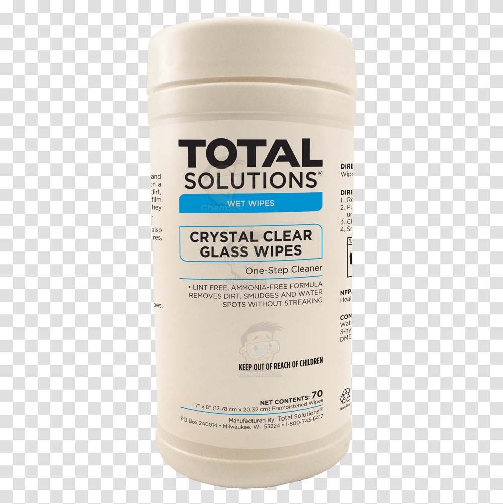 Crystal Clear Glass Wipes Automotive Cleaning, Label, Text, Bottle, Beverage Transparent Png
