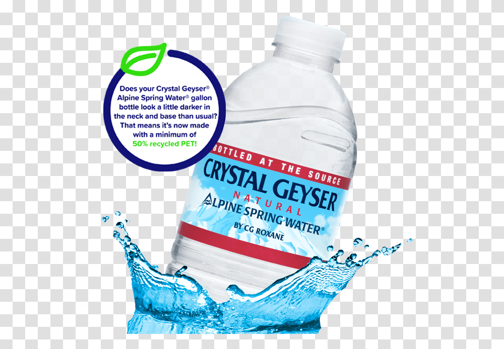 Crystal Geyser Water, Mineral Water, Beverage, Water Bottle, Drink Transparent Png