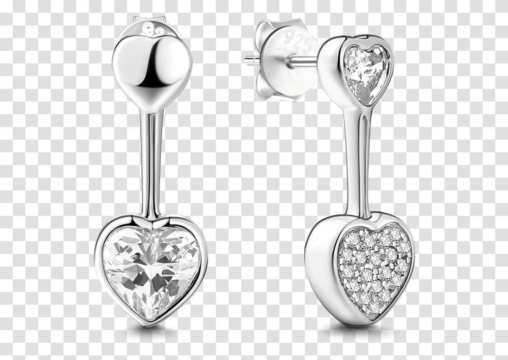 Crystal Heart Earrings Earrings, Silver, Electronics, Spoon, Cutlery Transparent Png