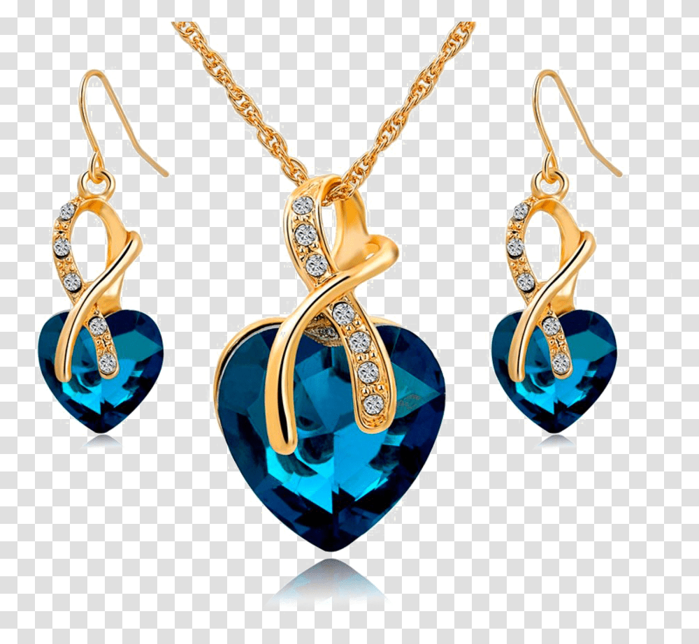 Crystal Heart Necklace Earrings Jewellery Images With Background, Pendant, Jewelry, Accessories, Accessory Transparent Png