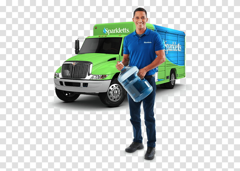 Crystal Springs Water Truck, Person, Vehicle, Transportation, Car Transparent Png
