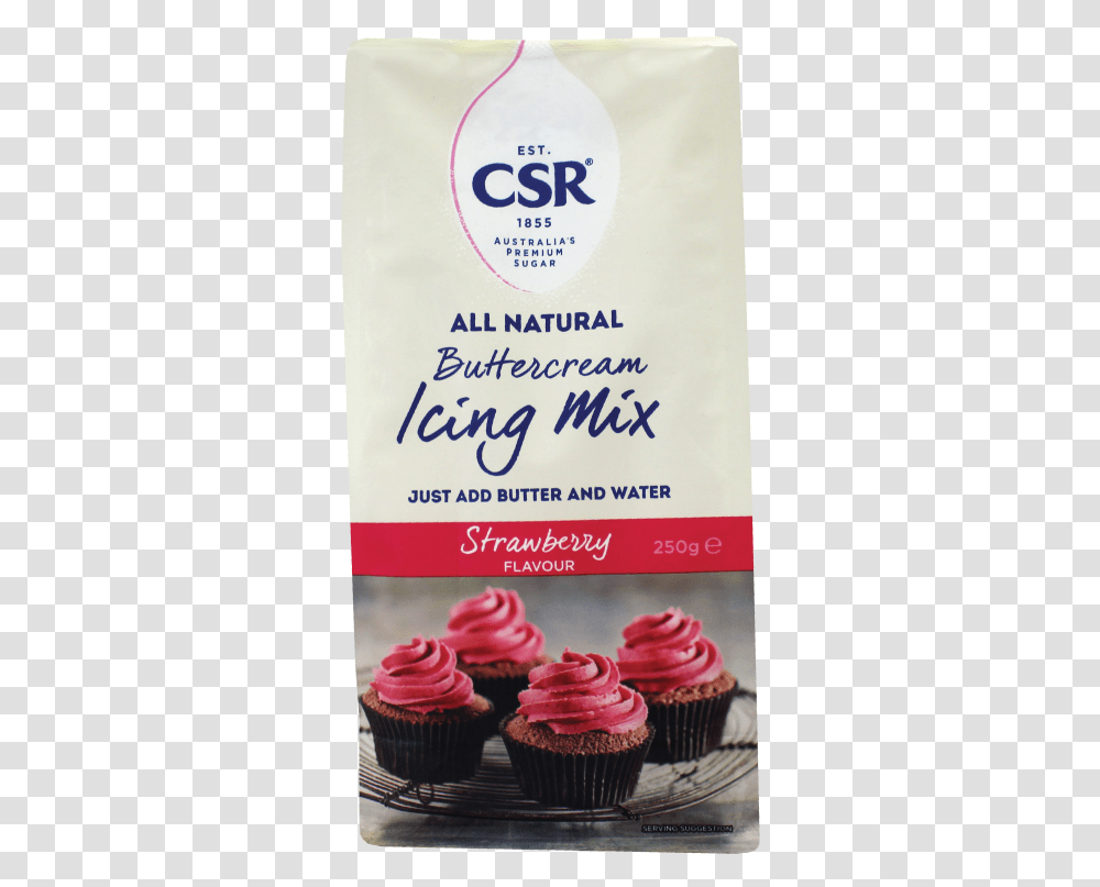 Csr Sugar Australia Icing Mix Strawberry Flat Bottom Cupcake, Cream, Dessert, Food, Creme Transparent Png