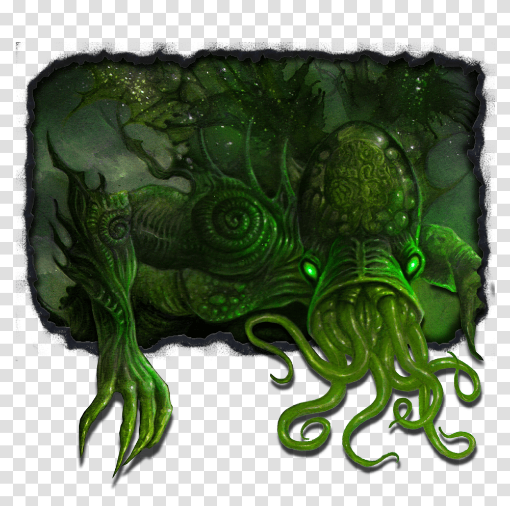 Cthulhu Clipart Cthulhu, Painting, Light, Green, Animal Transparent Png