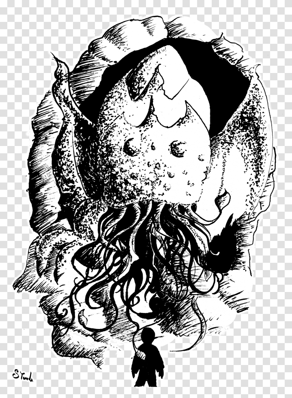 Cthulhu Is Released By Sulaimandoodle Hair Design, Art, Drawing, Person, Graphics Transparent Png