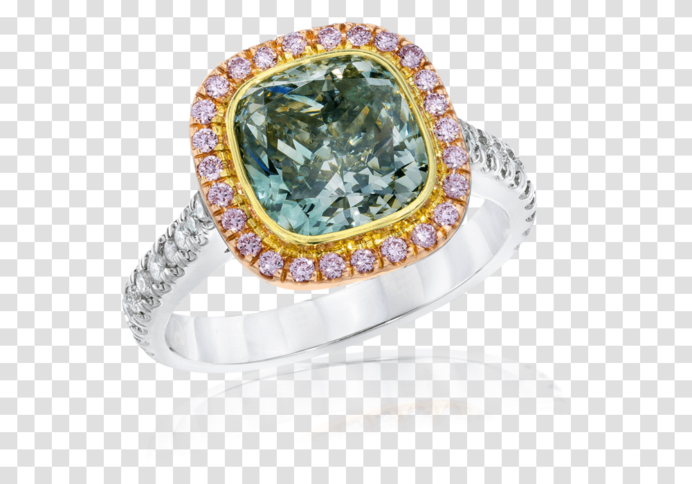 Cttw Bridal Ring With Natural Green Pink Engagement Ring, Accessories, Accessory, Jewelry, Gemstone Transparent Png