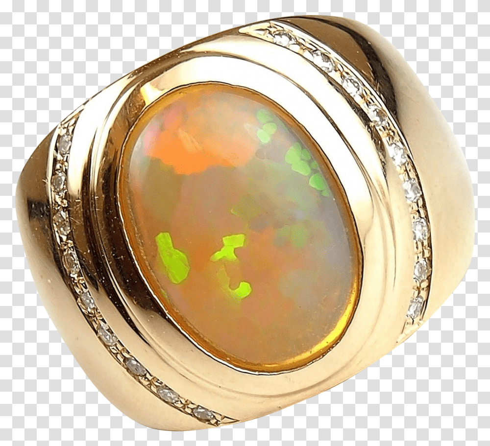 Ctw Gents Ethiopian Welo Opal And Diamond Ring Opal, Ornament, Accessories, Accessory, Jewelry Transparent Png