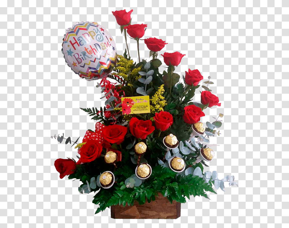 Cu 04 Arreglo De Con Rosas Rojas Globos Y Birthday, Plant, Tree, Flower, Blossom Transparent Png