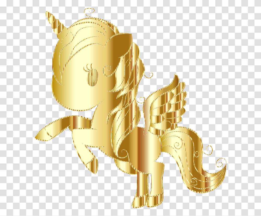 Cuddly Unicorn By Annalise1988 Sparkling Gold Illustration, Trophy, Treasure, Saxophone, Leisure Activities Transparent Png
