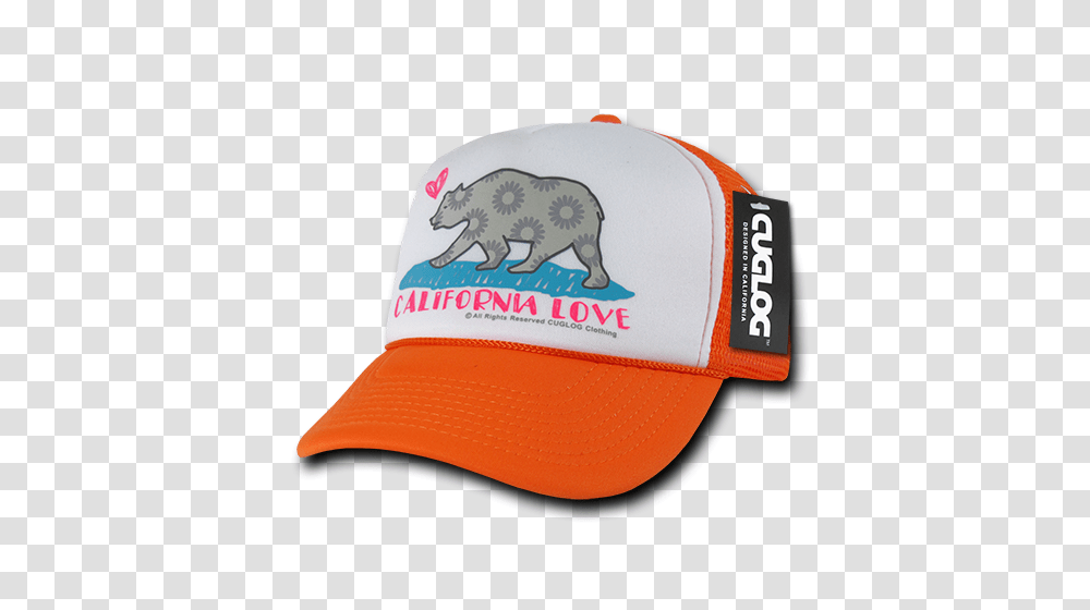 Cuglog California Bear Love Foam Trucker Hat Cap For Men Women, Apparel, Baseball Cap, Mammal Transparent Png