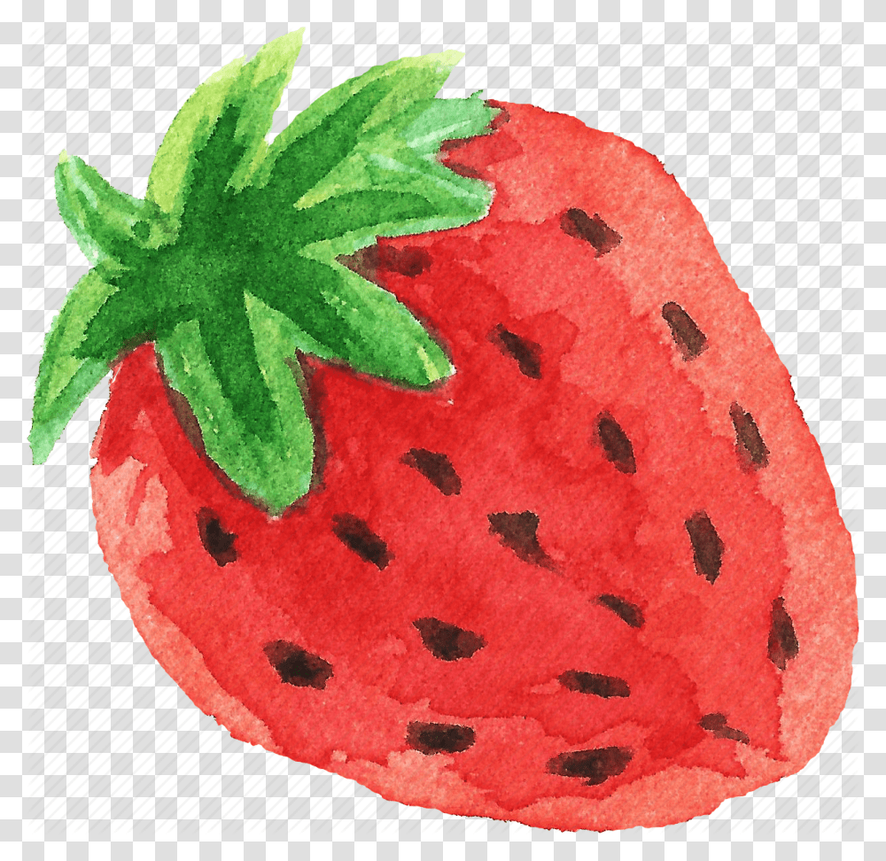 Cuisine Food Fruit Fruits Strawberry Watercolor, Plant, Watermelon, Rug Transparent Png
