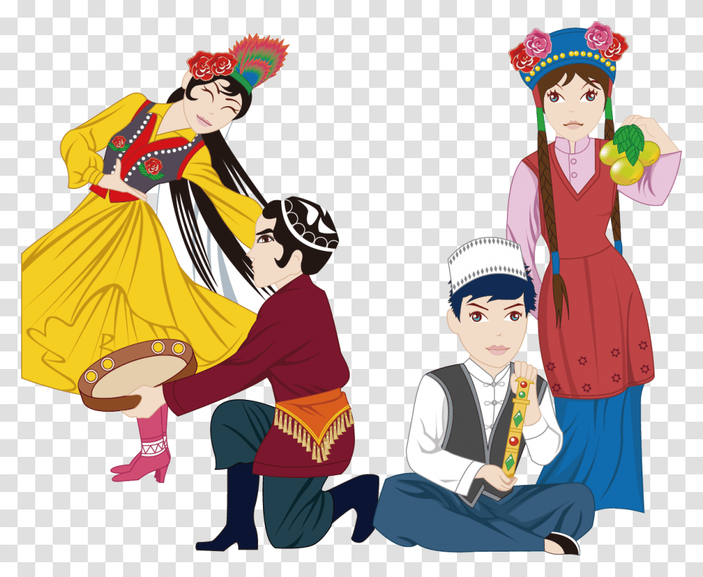 Culture Clipart Chinese Folk Dance Clipart, Person, Comics, Book, People Transparent Png