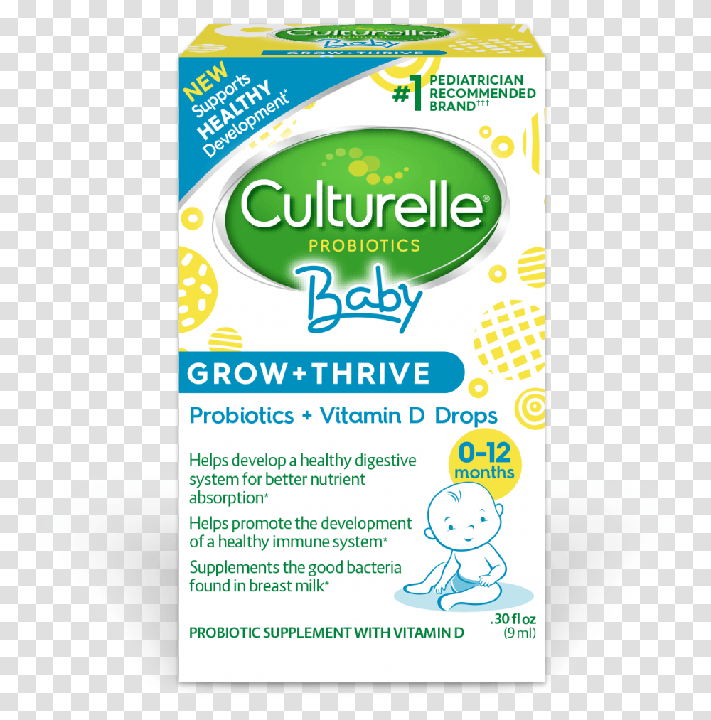 Culturelle Baby Grow And Thrive Drops Product Box Culturelle Baby Probiotic Drops, Flyer, Label, Bowl Transparent Png