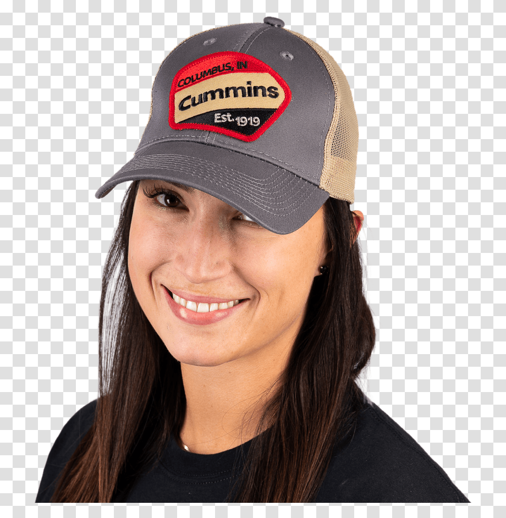 Cummins Hat Vintage Crest Logo Baseball Cap, Clothing, Apparel, Person, Human Transparent Png