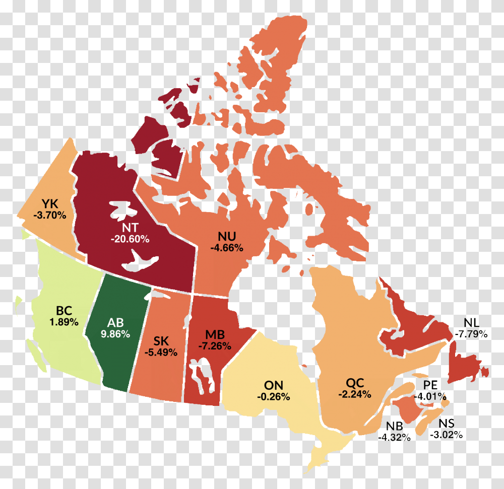 Cumulative Interprovincial Migration Blank Coloured Map Of Canada, Plot, Diagram, Atlas, Person Transparent Png