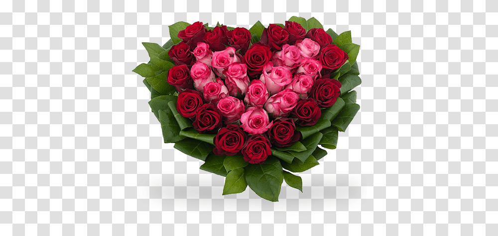 Cuore Di Rose Rosse E Rosa Con Verde Decorativo Mazzo Di Rose Rosse E Rosa, Floral Design, Pattern Transparent Png