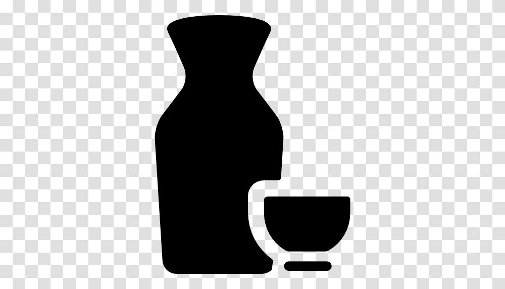 Cup And Bottle Of Sake, Silhouette, Jar, Vase, Pottery Transparent Png