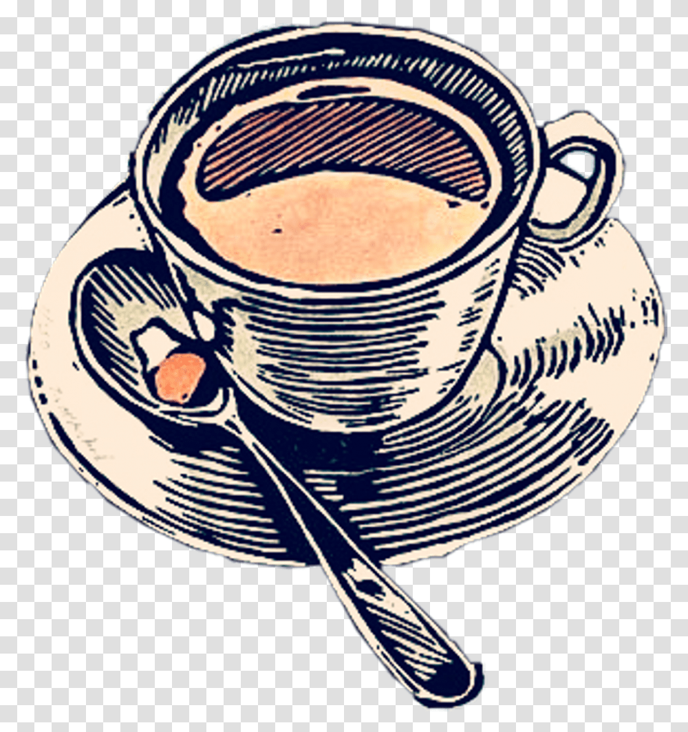 Cup Mug Spoon Saucer Tea Coffee Latte Cappuccino Cappuccino Cup With Spoon And Coffee, Bowl Transparent Png