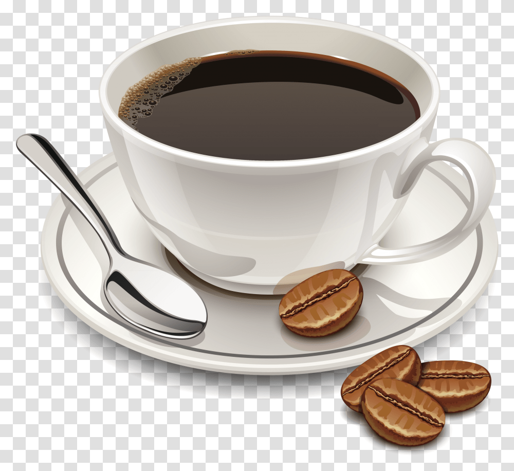 Cup Of Coffee, Coffee Cup, Saucer, Pottery, Spoon Transparent Png