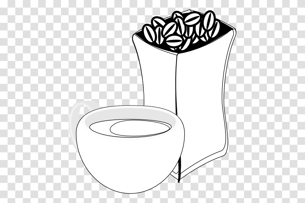 Cup Of Coffee With Sack Of Coffee Beans Black White Coffee Bean Clipart Black And White, Lamp, Indoors, Jar, Room Transparent Png