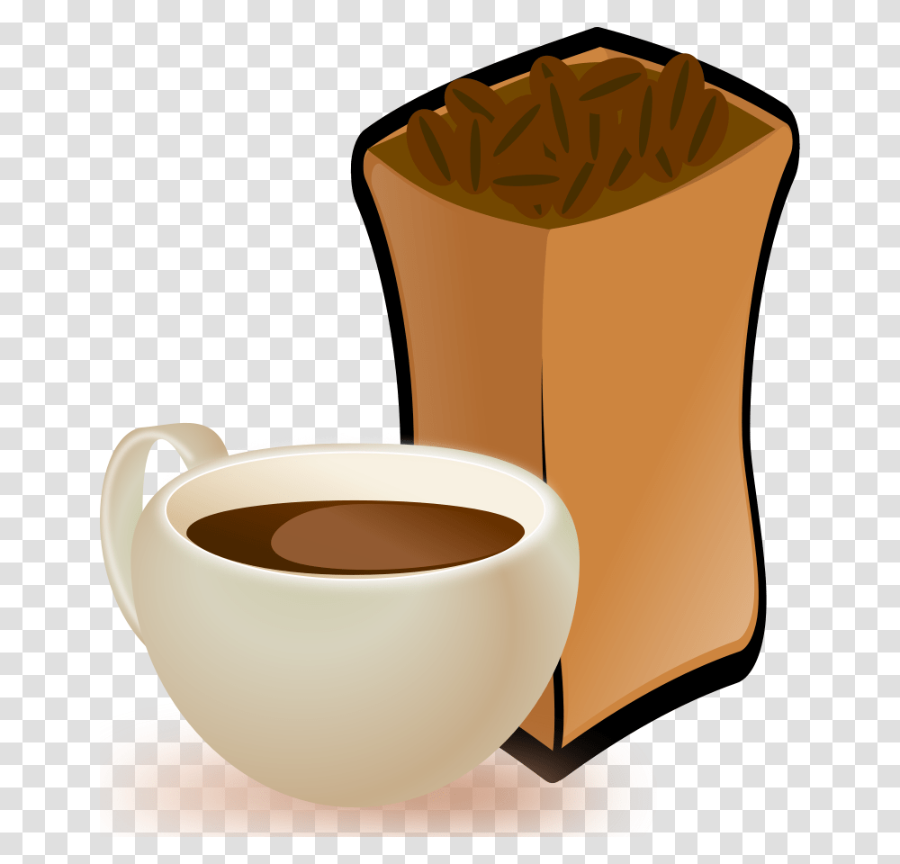 Cup Of Coffee With Sack Of Coffee Beans Large Size, Coffee Cup, Latte, Beverage, Drink Transparent Png