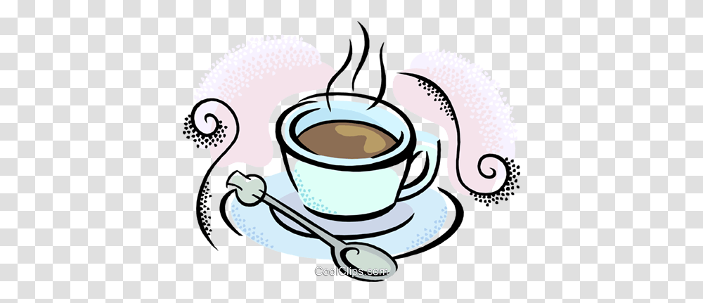 Cup Of Coffee With Spoon Royalty Free Vector Clip Art Illustration, Coffee Cup, Pottery, Beverage, Drink Transparent Png