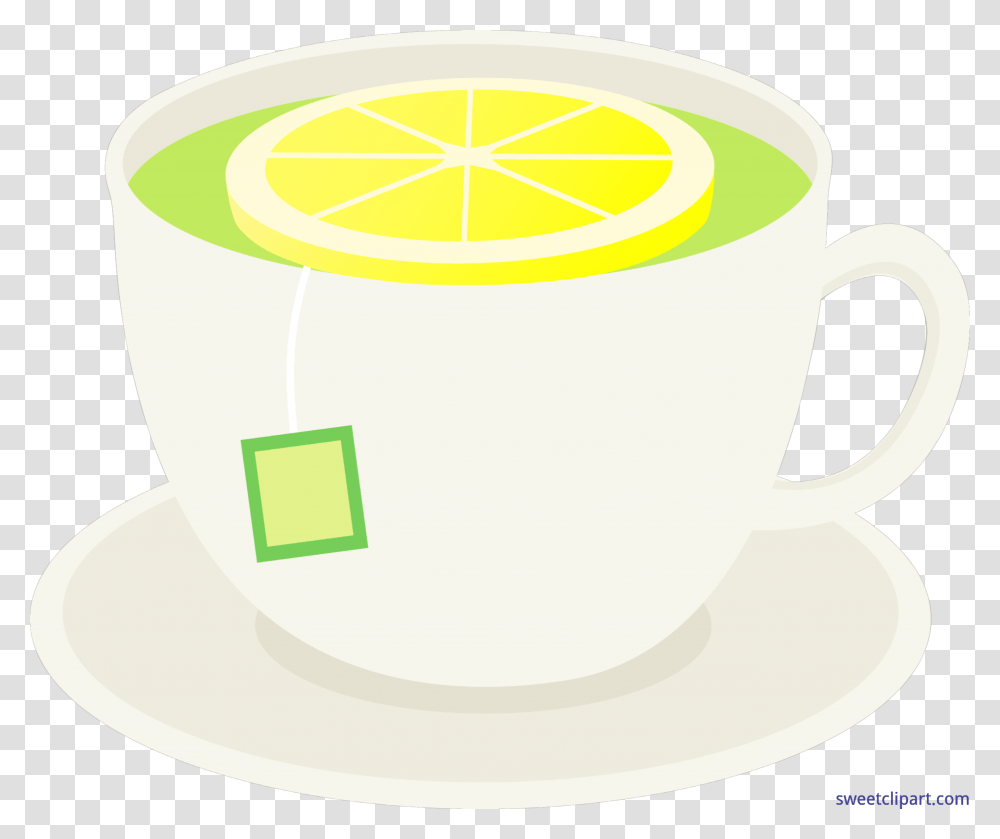 Cup Of Green Tea With Lemon Clip Art, Saucer, Pottery, Plant, Coffee Cup Transparent Png