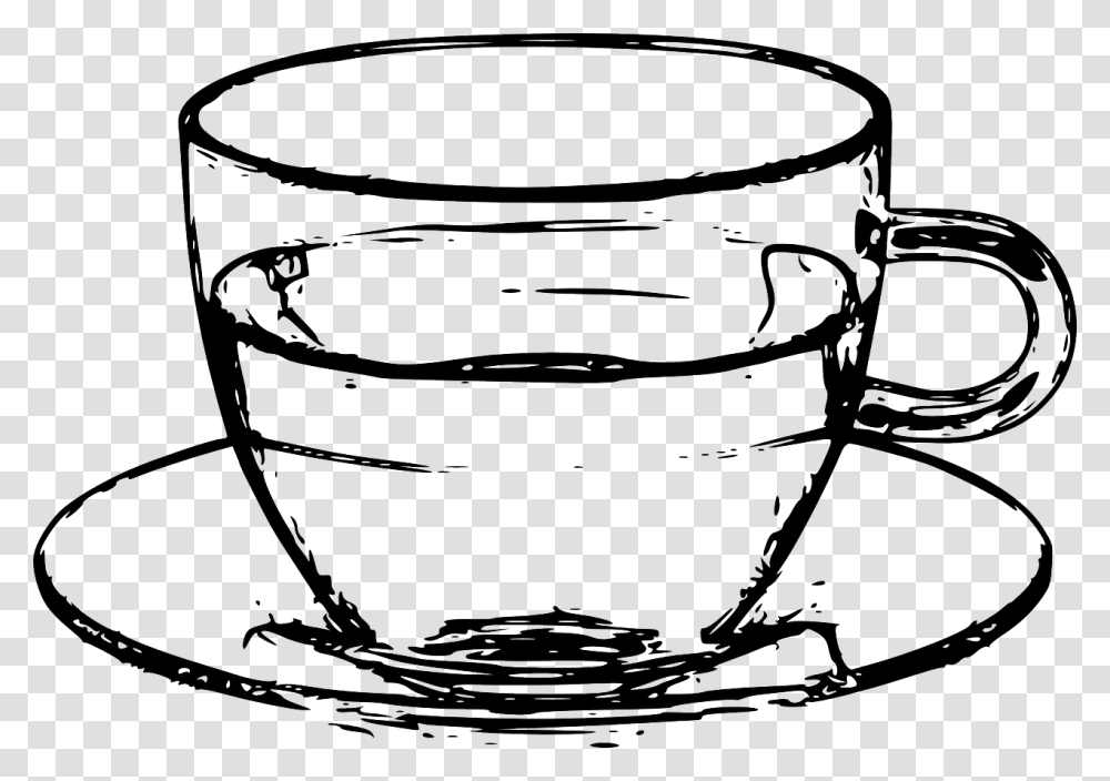 Cup Of Water Clipart Black And White, Coffee Cup, Pottery, Saucer Transparent Png