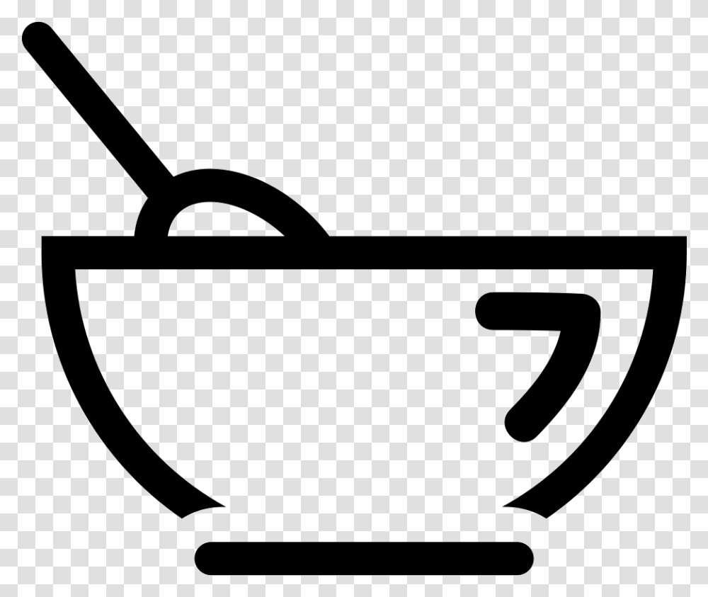 Cup With A Spoon Inside Chopsticks And Bowl White Icon, Shovel, Tool, Scissors, Blade Transparent Png