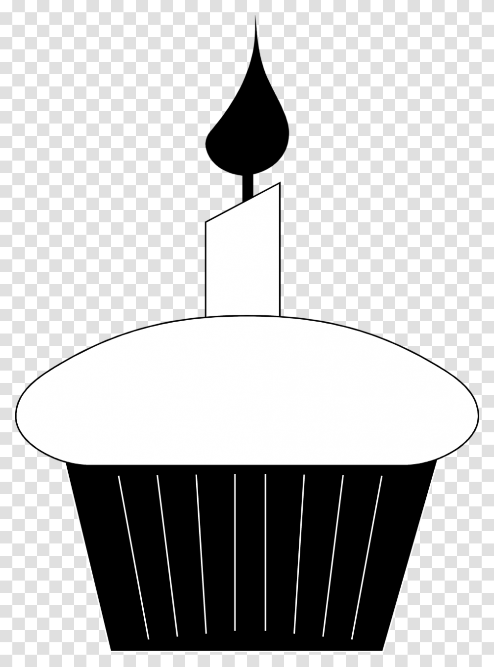 Cupcake Black And White Cute Cupcake Outline Clipart, Lamp, Lighting, Silhouette, Leisure Activities Transparent Png