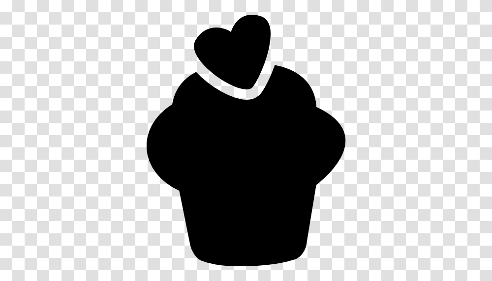 Cupcake Black Silhouette With A Heart On Top, Stencil, Hoodie, Sweatshirt, Sweater Transparent Png