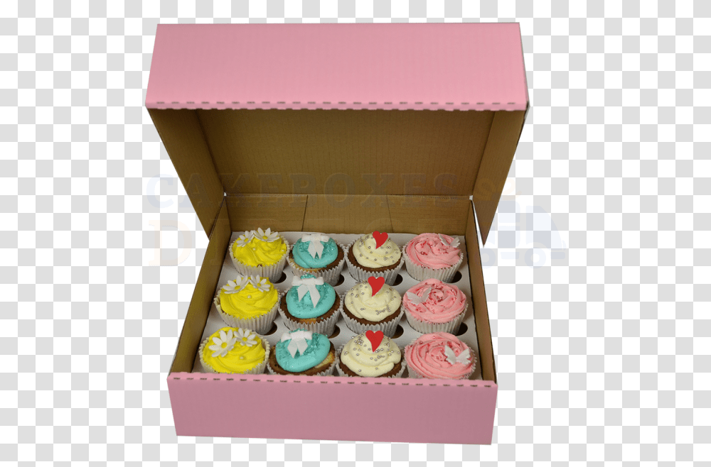 Cupcake Box Pink With 6cm Dividers Box Of 12 Cupcakes Price, Cream, Dessert, Food, Creme Transparent Png