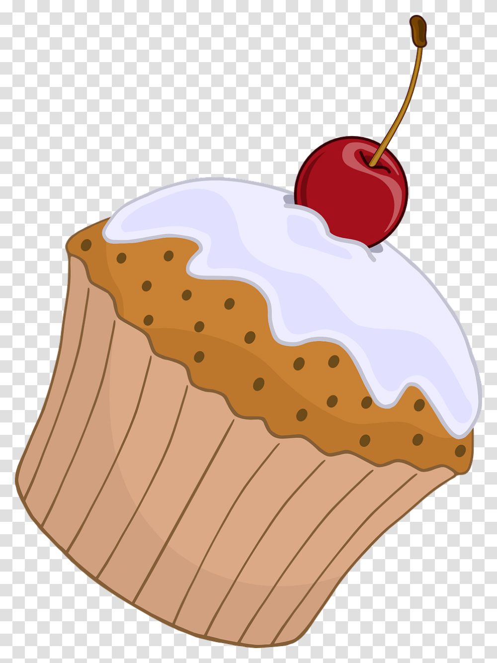 Cupcake Cake Cherry Stalk Icing Frosting Cliparts Muffin, Cream, Dessert, Food, Creme Transparent Png