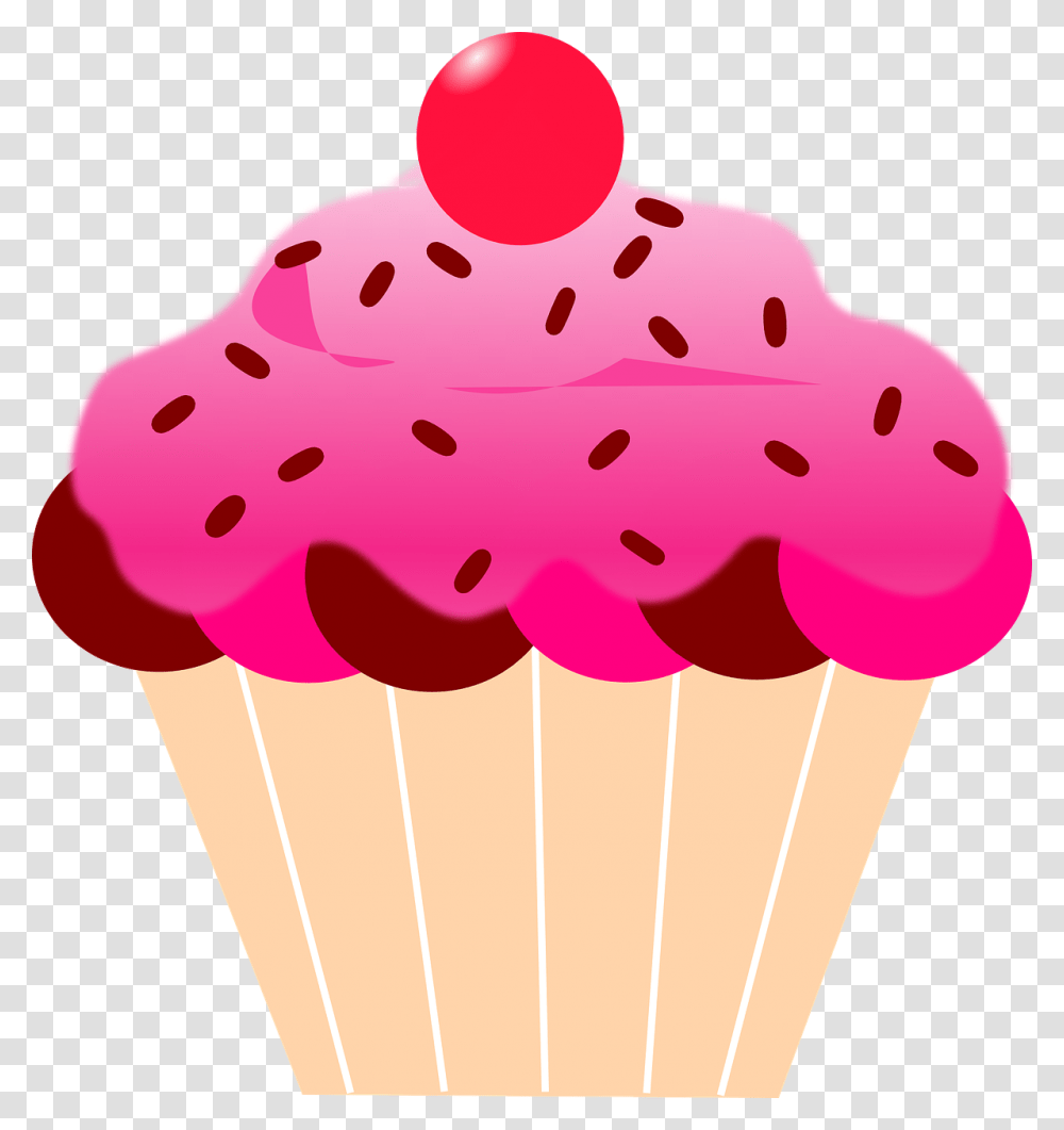 Cupcake Cherry Pink Icing Dessert Food Sweet Pink Cupcake Clipart, Cream, Creme, Muffin, Sweets Transparent Png