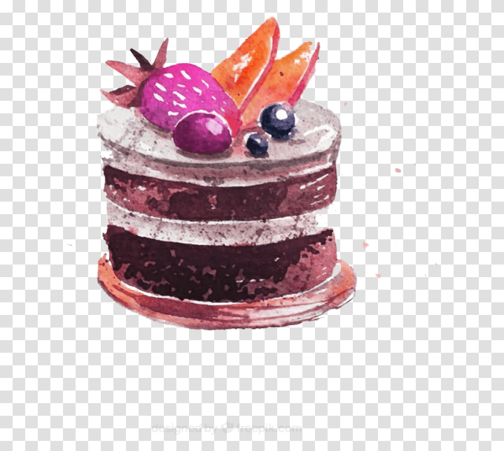 Cupcake Chocolate Cake Bakery Watercolor Painting Clip Cake Art Watercolor Painting, Dessert, Food, Wedding Cake, Plant Transparent Png