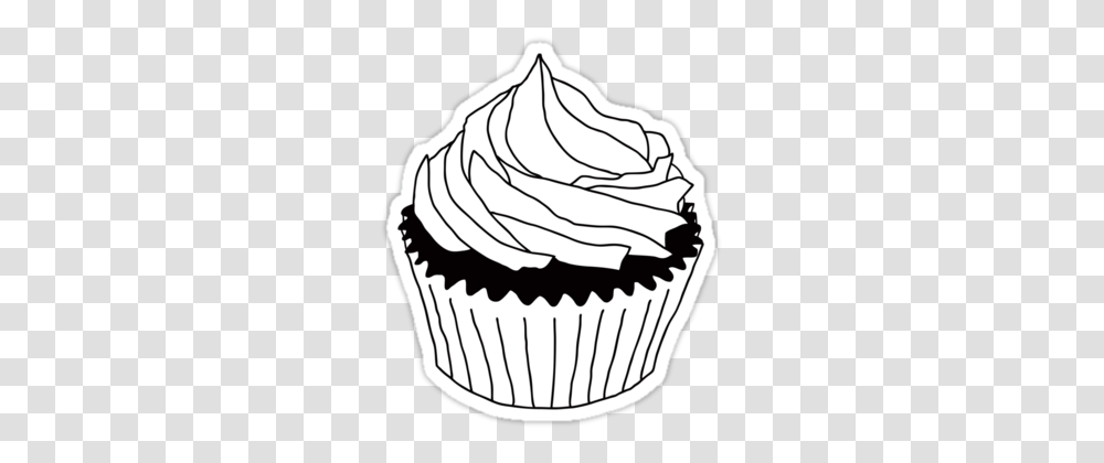 Cupcake Clip Art Black And White, Cream, Dessert, Food, Creme Transparent Png