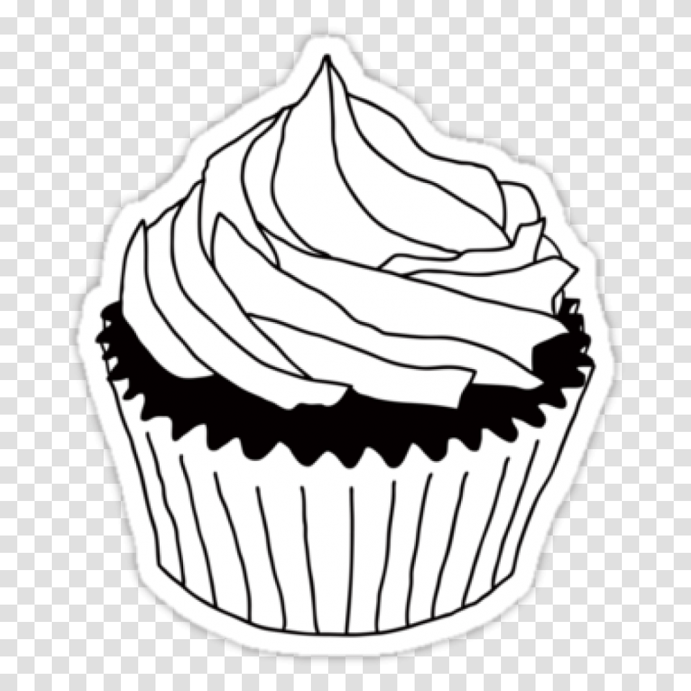 Cupcake Clipart Black And White Free Clipart Download, Cream, Dessert, Food, Creme Transparent Png