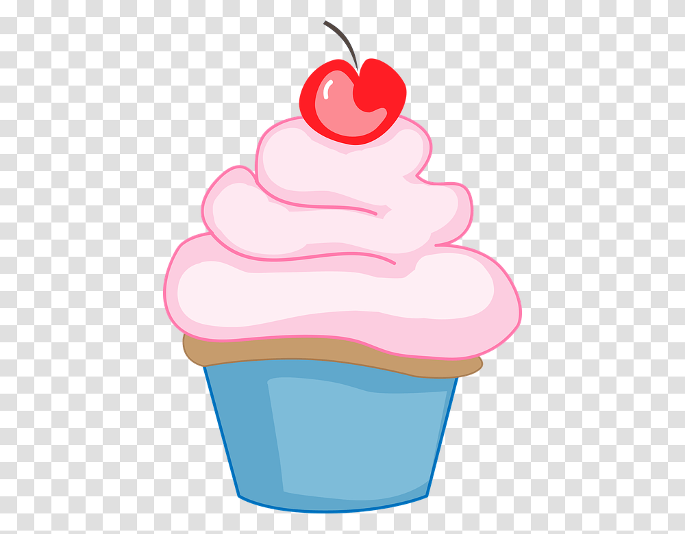 Cupcake Com Cereja Desenho, Cream, Dessert, Food, Creme Transparent Png