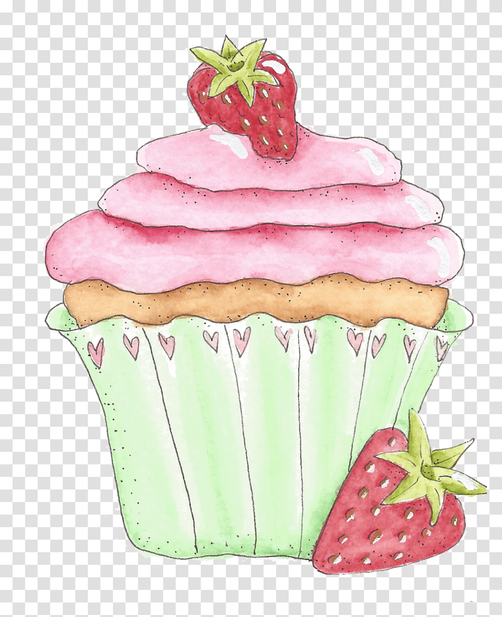 Cupcake Love Cupcake Illustration Cupcake Art Love Strawberry Cupcake Clipart, Cream, Dessert, Food, Fruit Transparent Png